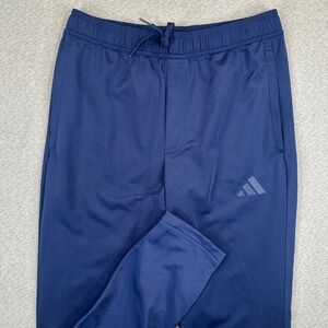 Adidas Track Pants Mens M Navy Blue Tapered Ankle Zip Athletic Training Joggers